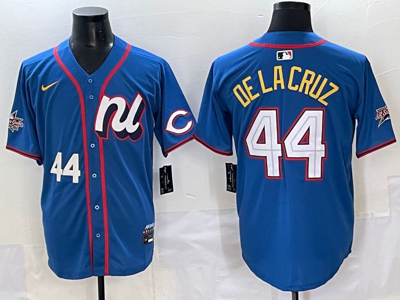 Men 2025 Cincinnati Reds #44 De Lacruz Blue All star Nike MLB Jersey style 6